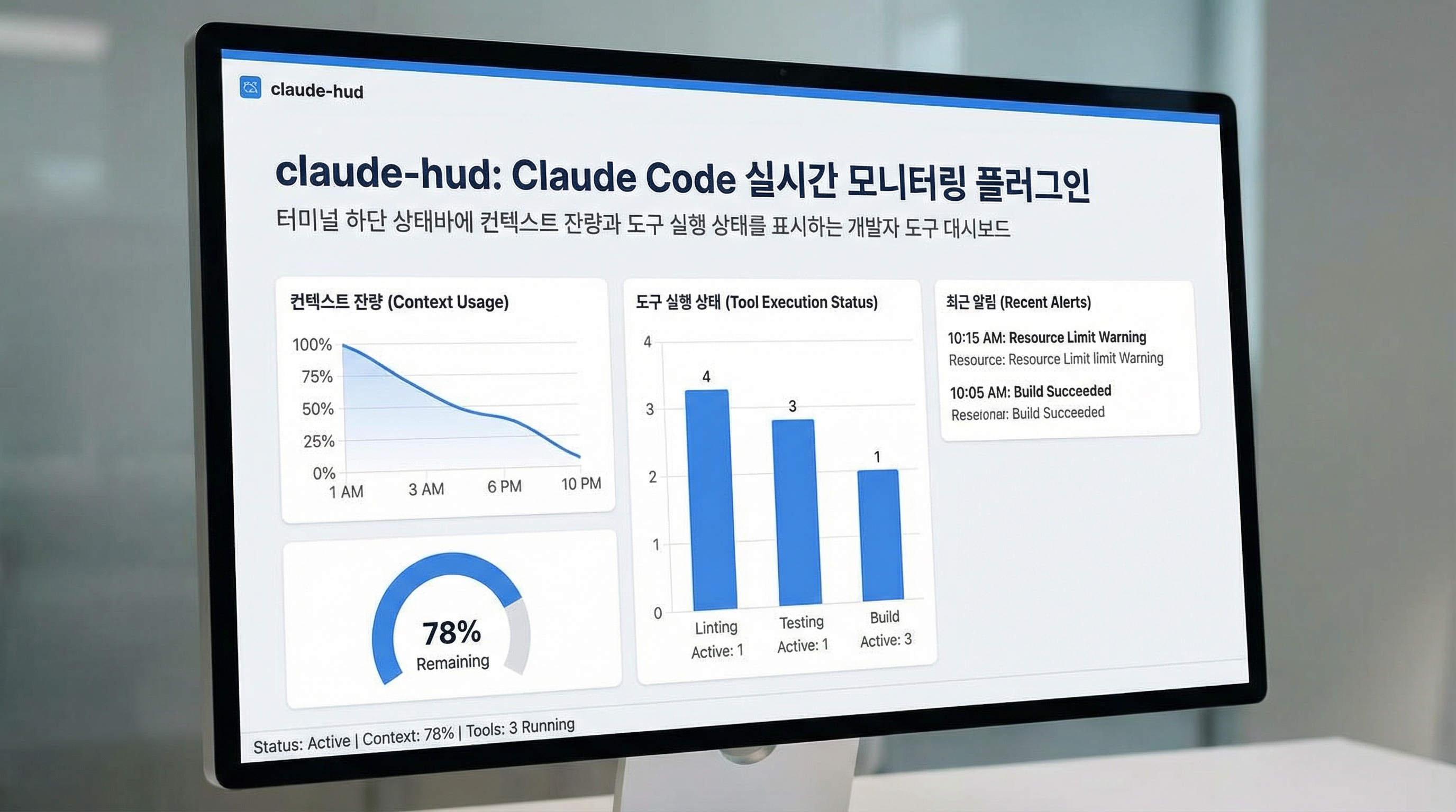 claude-hud: Claude Code 실시간 모니터링 플러그인 완벽 가이드 | 퀀텀점프클럽